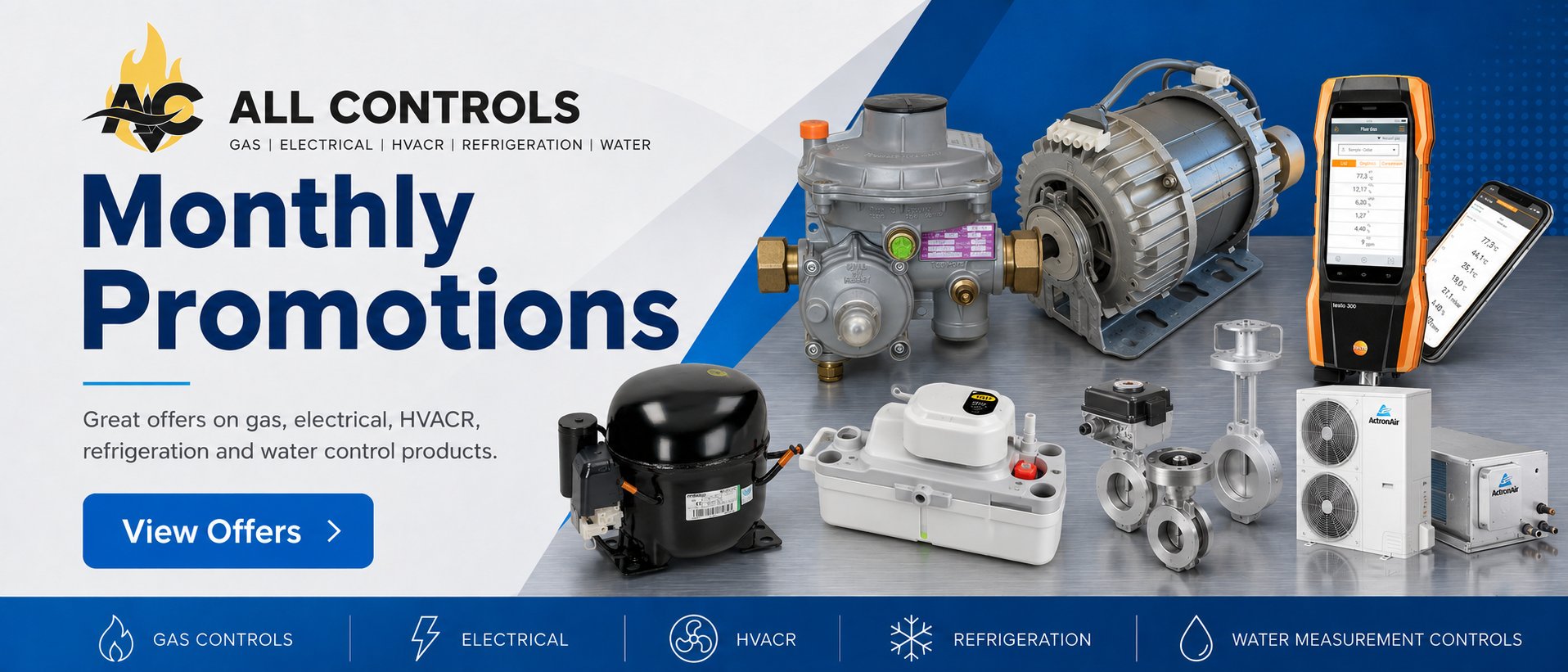 All Controls Monthly Promotions - great offers on gas, electrical, HVACR, refrigeration and water control products. View offers.